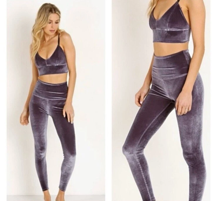 beyond-yoga velvet motion high waisted midi leggings