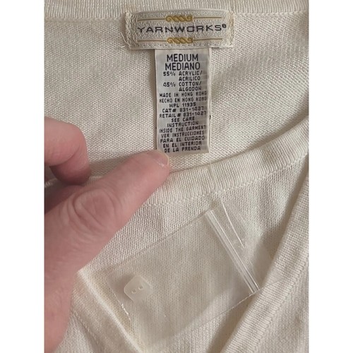 Y2K Neu mit Etikett Vintage Garnworks cremefarben bestickt Oma Cardigan Pullover Damen M - Bild 5 von 7