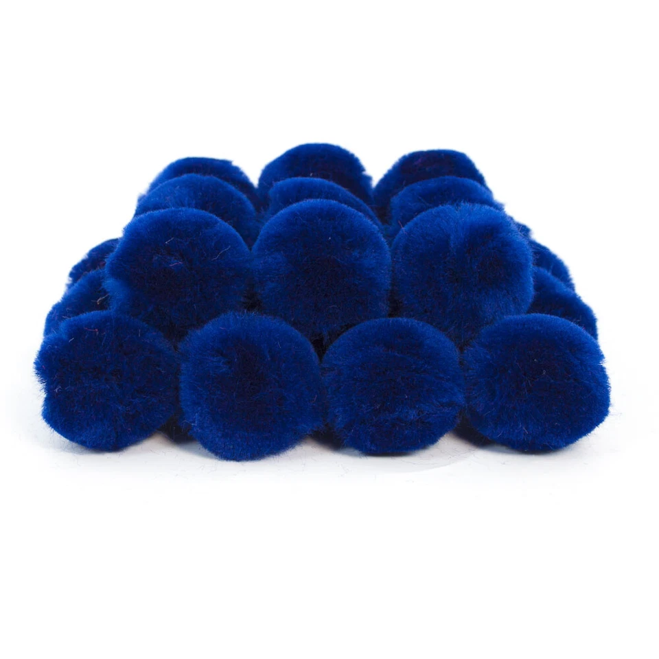 SHOWTHECROW.COM 35mm Navy Blue Pom Poms For Crafts Decoration Sewing Card Making Hobby
