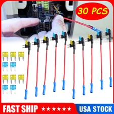 30PCS Fuse TAP Adapter Kit 12V 15 Amp 20Amp Car Add-a-circuit Mini ATM APM Blade