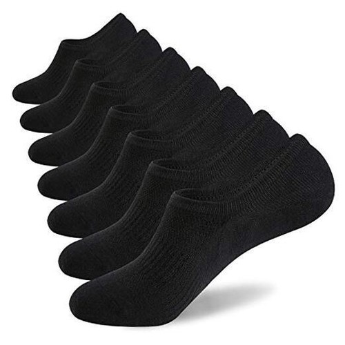 No Show Socks Mens 7/8 Pair Cotton Thin Non Slip Low Cut Men 6-8 0-7black