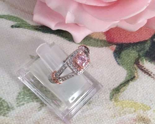 Vintage Jewellery Gold Ring with Pink White Sapphires Antique Deco Jewelry L - Picture 9 of 10