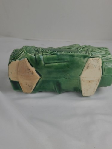 Planter Mccoy Pottery Green stump Log Axe 2 man Saw flower pot - Picture 5 of 13
