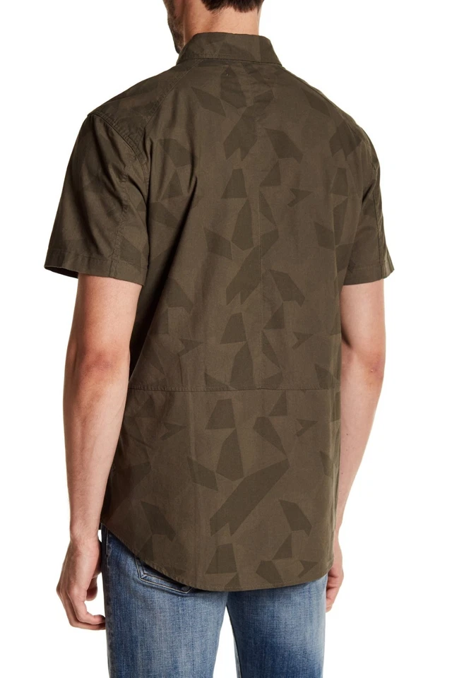 NEW MENS SOVEREIGN CODE LA CAMO PRINT GREEN WOVEN BUTTON FRONT SHIRT M - Image 2 of 2