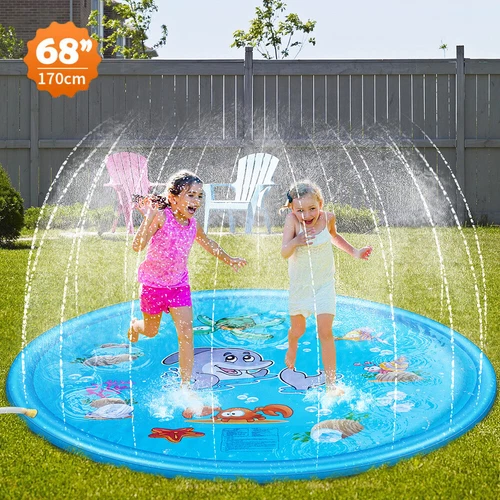 Outdoor 170cm Kids Splash Sprinkler Water Play Pad Mat Inflatable Spray Pool Toy - Picture 2 of 13