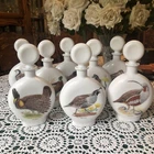 Dant Distillery Milk Glass Decanters Field Birds Set 1969 Vintage and Rare Set