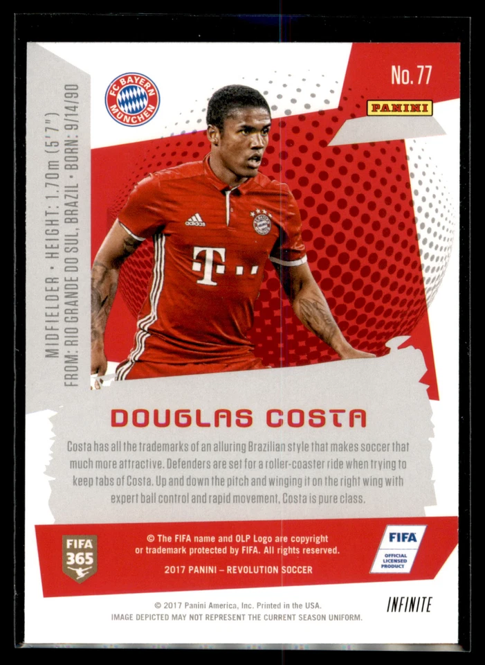 2017 Panini Revolution Soccer INFINITE #77 Douglas Costa - FC Bayern Munich - Image 2 of 2