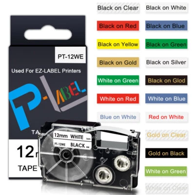 Compatible for Casio EZ Label Tape XR-12WE 9WE KL-60 120 Printer 6/9/12/18/24mm