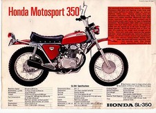 1970 HONDA SL350  MOTOSPORT  TRAIL BIKE 1 page Motorcycle Sales Brochure NCS