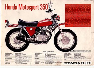 1970 Honda Sl350 Motosport Trail Bike 1 Page Motorcycle Sales Brochure Ncs Ebay
