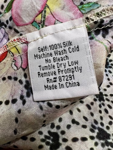 Johnny Was XS Silk Tunic Multi Color Floral Geometric Print Easy Care FLAW - Picture 7 of 10