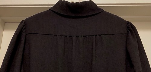 YSL EDITION 24 2008 WOOL SHIRTWAIST DRESS PLEATED SKIRT GATHERED SLEEVES -42- - Picture 17 of 24