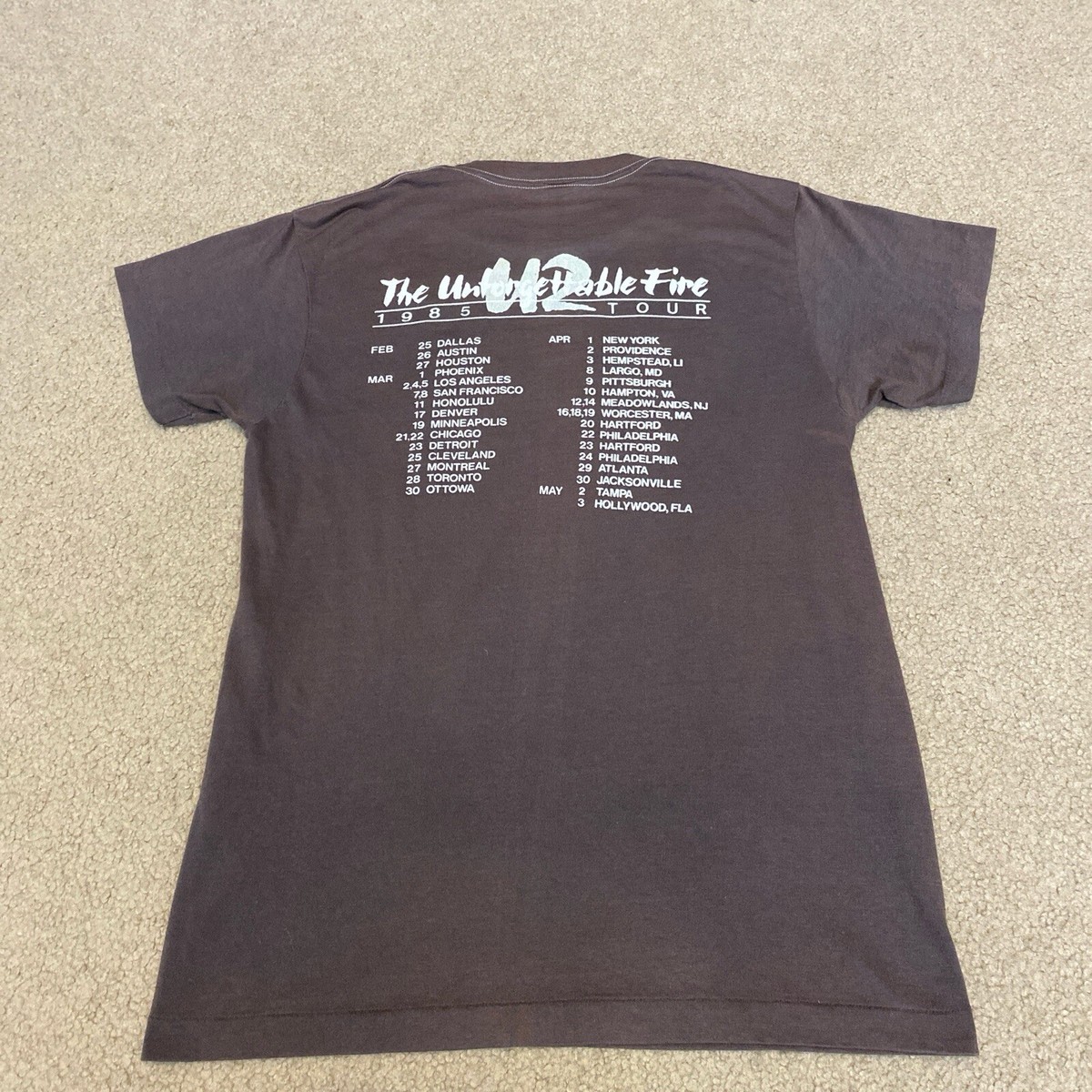 Vintage U2 1985 Unforgettable Fire Tour Concert T Shirt Men M Ched 