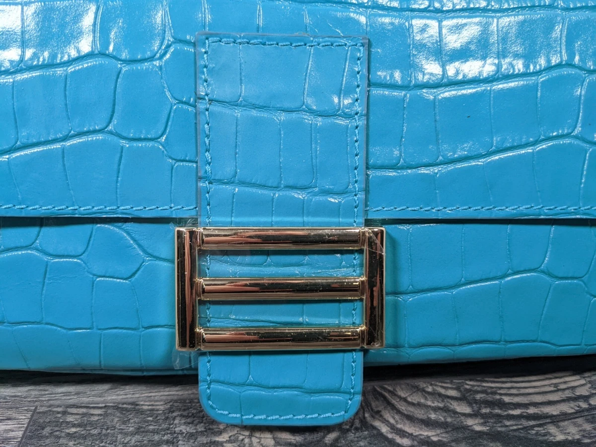 Divina Firenze Abbi Croc Embossed Italian Leather Convertible Crossbody Handbag