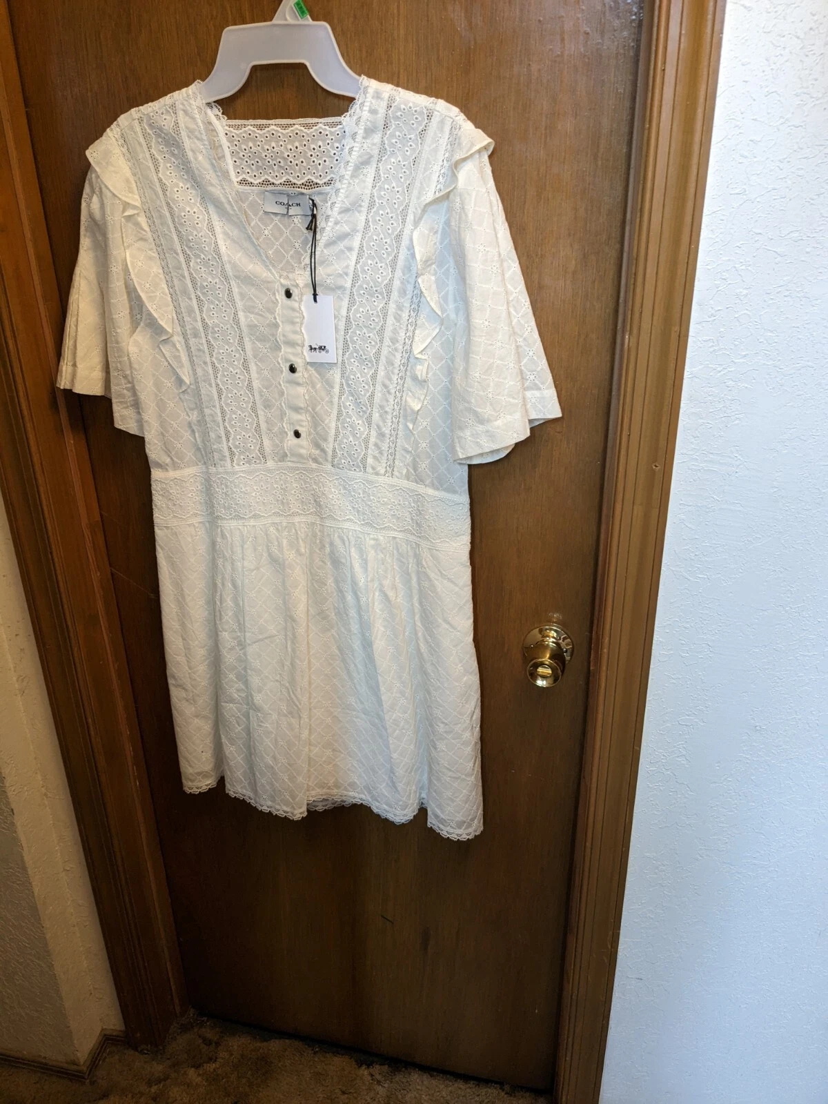 Mini abito Coach in pizzo colore panna taglia 4 prezzo al pubblico $595