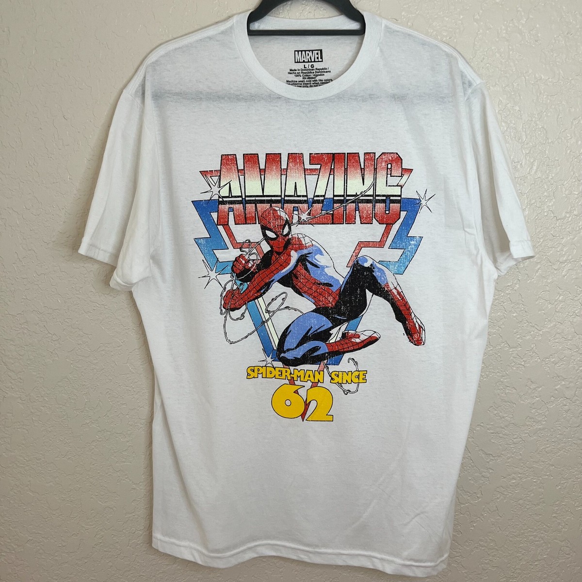 Marvel Spider-Man Men's Retro Look T Shirt White Large Amazing
