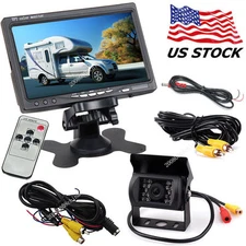 7" HD Monitor IR Rear View Night Vision Backup Camera Kit for RV Truck Reverse