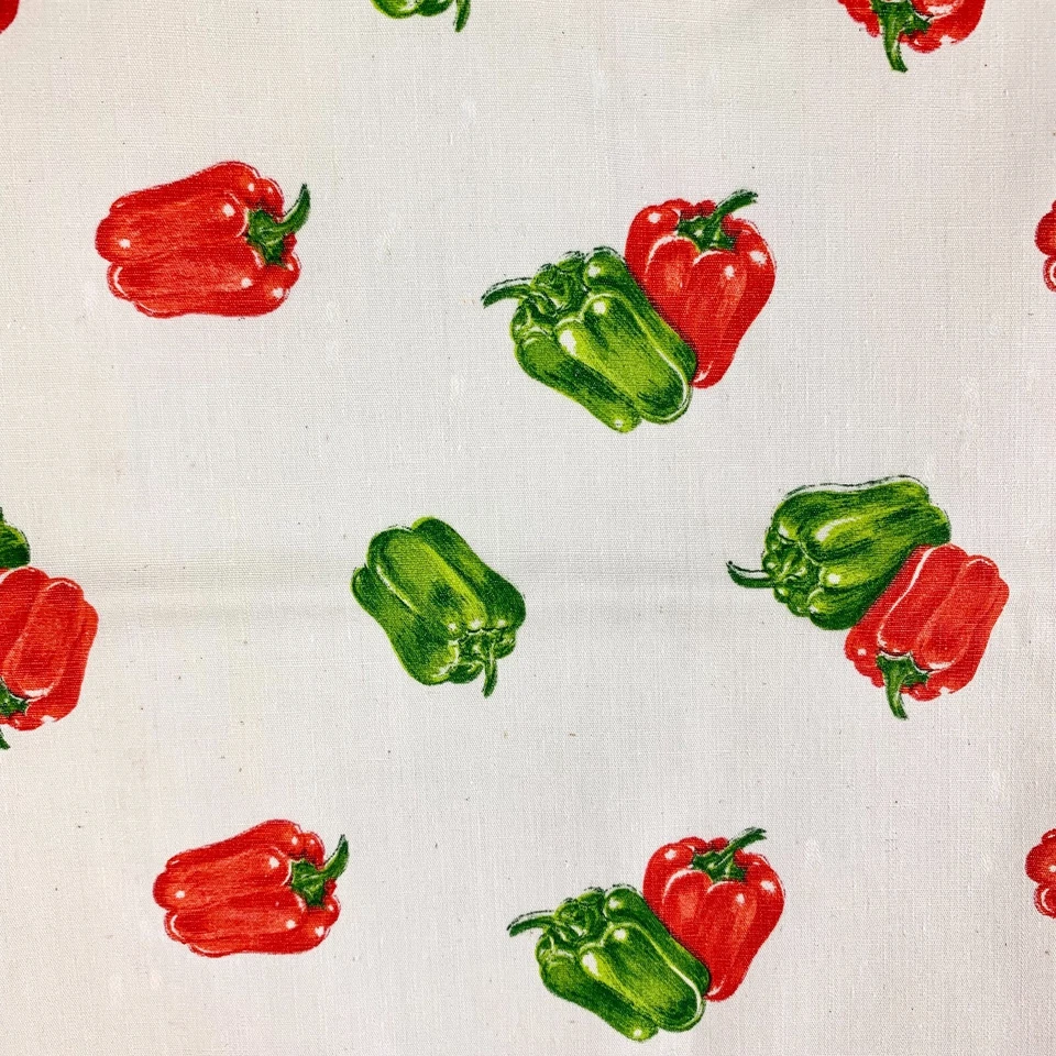 Vintage Red and Green Peppers Fabric 1 7/8 yds Cotton Blend Quilting Bell Pepper - Image 4 of 4