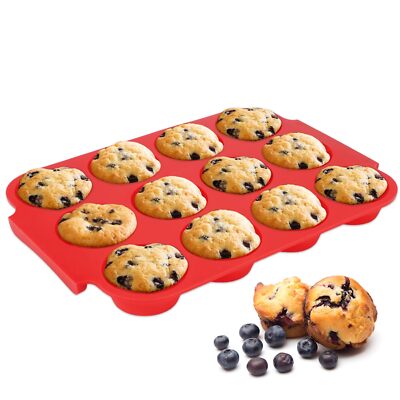Silicone Muffin Pan for Baking - Standard 12 Cups Cupcake Pan with handle & S...