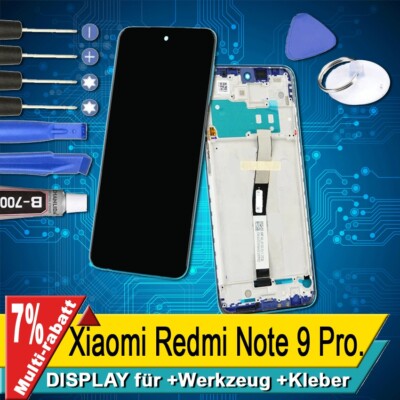 Display Für Xiaomi Redmi Note 9 Pro Komplettes Bildschirm Lcd Touch Rahmen Grun+