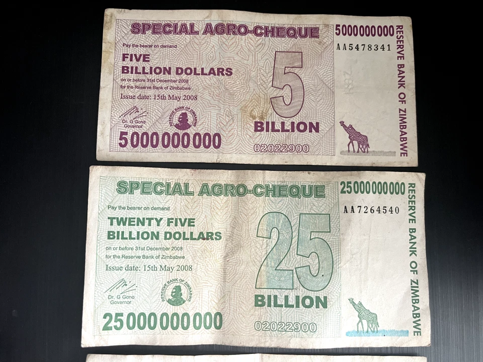 ZIM SPL AGRO CHQ SET - 5,25,50,100 BILLION DOLLARS (2008) Circ. /FREE SHIPPING - Image 3 of 4