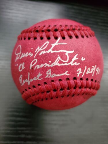 DENNIS MARTINEZ SIGNED RED BASEBALL AUTOGRAPHED AUTO W/ 2 INSCRIPTIONS EXPOS - Picture 1 of 4