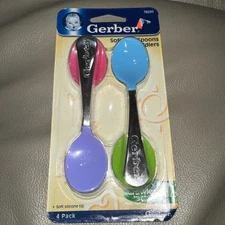 Vintage 2004 Gerber Soft Bite Spoons for Toddlers Blue Pink NOS NEW
