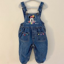 Mickey Co Disney Embroidered Classic Minnie Denim Overalls 18 Months Vintage
