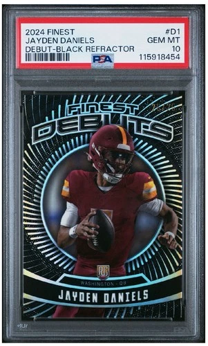 2024 Topps Finest Jayden Daniels Finest Debuts Black Refractor /25 RC PSA 10 💥