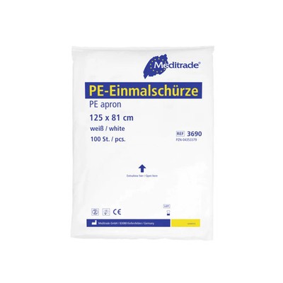10x Meditrade PE Einmalschürze (weiß) - 100 Stück - 140 x 81 cm | Packung (100