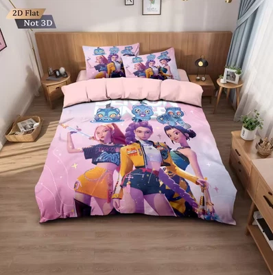 3pcs Demon Hunters Printed Chipless Bedding Set Multi Size Comfortable Bedroom - image 1 of 4