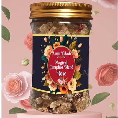 Amrit Kalash Bhimseni Camphor Blend 100gm Pacha Karpooram for Puja, Diffuser