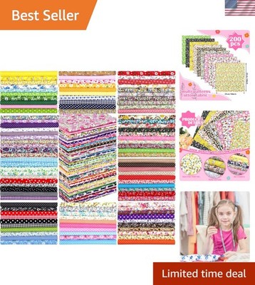 Vibrant 200-Count Cotton Fabric Squares 10x10 - Perfect for DIY & Scrapbooking