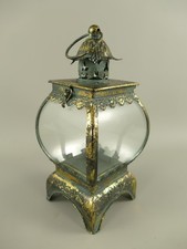 Laterne Metall Windlicht  hoch Garten gold  Shabby Chic gold H.28cm
