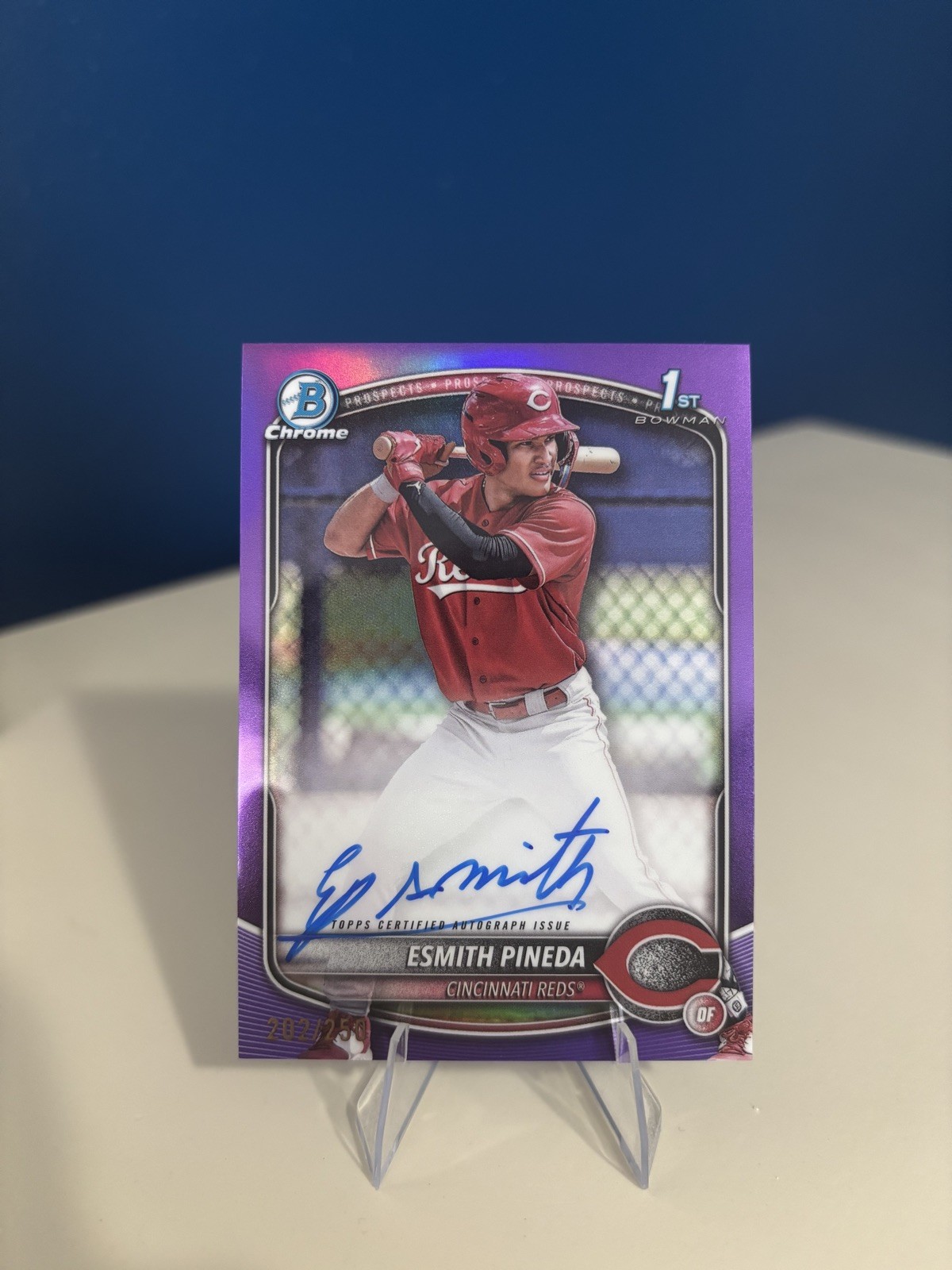 2025 Bowman Chrome Prospect Autographs Esmith Pineda #CPA-EP Purple /250