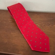 Bert Pulitzer Vintage All Silk Tie Red with Geometric Flower Made in USA
