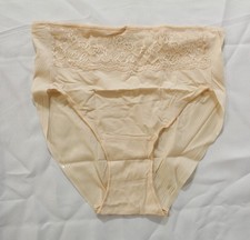 Soma Women's Microfiber Modern Brief Panty With Lace DH3 Pale Sand Large NWT