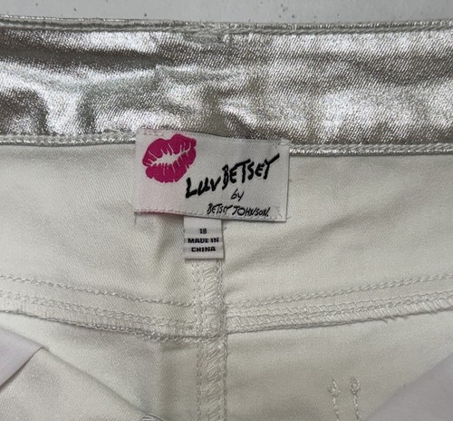 Luv Betsey by Betsey Johnson Teen Girl Silver Mid Rise Slim Short Skirt 18 - Picture 5 of 9