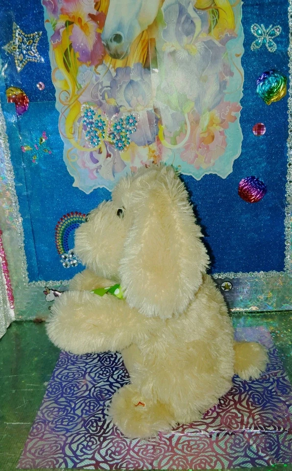 🦄Cuddle Barn / Dog Sings & Moves Arms Green Polka Dot Bow 14" Animated Plush! - Image 4 of 4