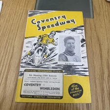 Coventry Speedway Programme-1959-Vs Wimbledon-Les Owen on front-Printed results 