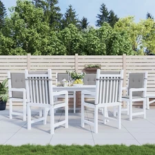 Lowback Chair Cushion Set of 6 Grey Oxford fabric (100% polyester)