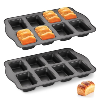2 Pack Mini Loaf Baking Pans 8-Cavity, Nonstick Small Cornbread Pan, Tiny Ban...