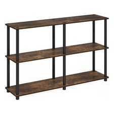 Furinno TURN-N-TUBE 3-Tier Double Size Storage Display Rack in Amber Pine/Black