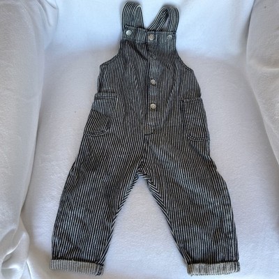 Hema Baby Overalls Railroad Hickory Stripe 86 US 12-18 Months Adjustable Cotton