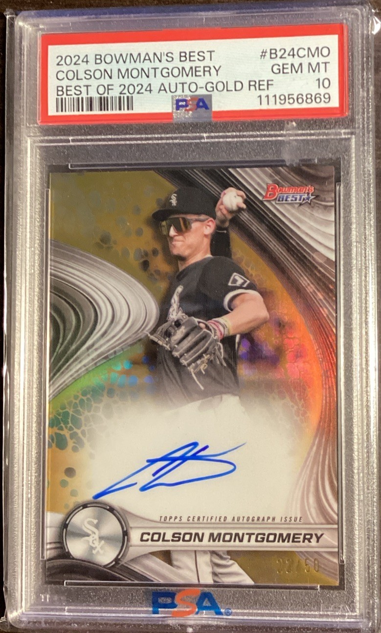 2024 Bowman’s Best Colson Montgomery #B24-CMO Gold Refractor Auto /50 PSA 10