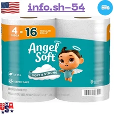 toilet paper, 4 mega rolls = 16 regular rolls, soft and strong toilet tissue