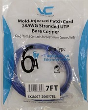 7ft Slim Cat6 28AWG UTP Ethernet Network Patch Cable Snagless, Blue, 10-Pack