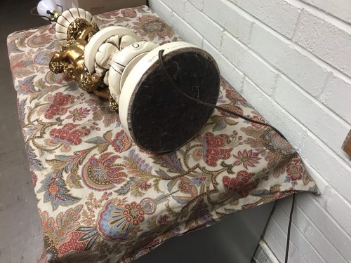 VTG FUGGITI STUDIOS LAMP 1969 CHERUB DESIGN CREAM WITH GOLD HOLLYWOOD REGENCY - Picture 10 of 19