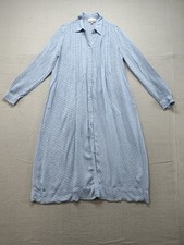 Ganni Women Gown Dress 36 Blue Floral Long Sleeve Button Up Collared Sleepwear
