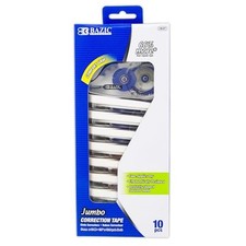 BAZIC Correction Tape Jumbo 5 mm x 394", Easy to Use Applicator White, 10/Pack